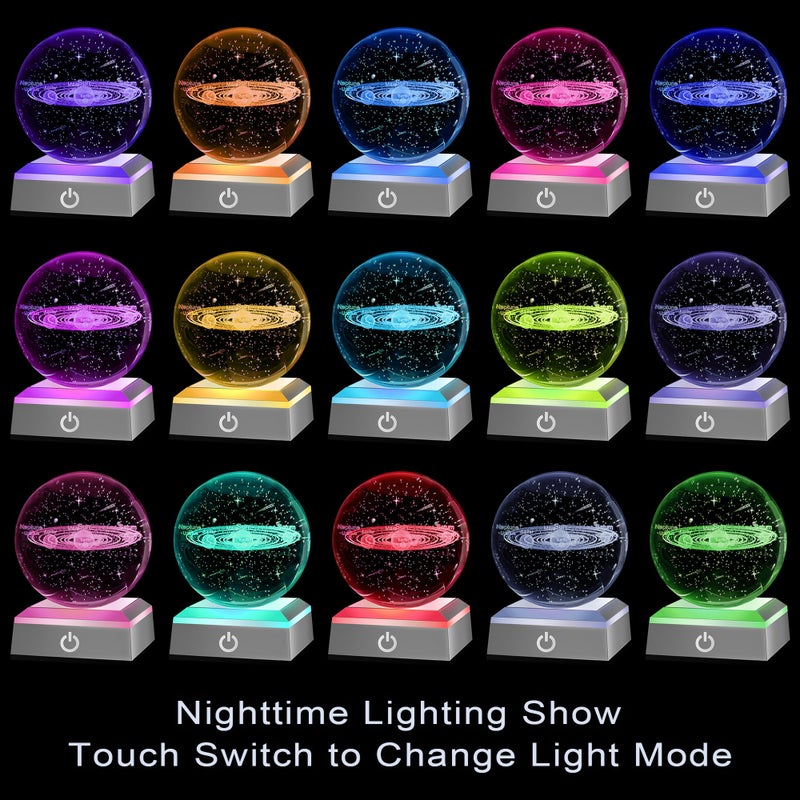 hochance 3D Solar System Crystal Ball Nightlight Multicolor Decolamp for Science Astronomy Space,for Boyfriends Husband Him,Presents for Fathers Kids Boys Birthday - Image 2